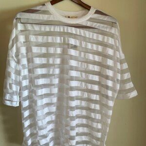 COTTON CANDY Brand See Through White Striped Shirt